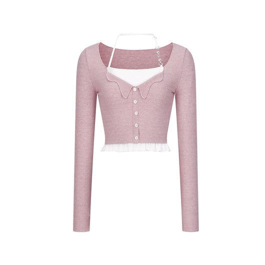 Blusa de Encaje Tejido con Efecto Dos Piezas - Image 10