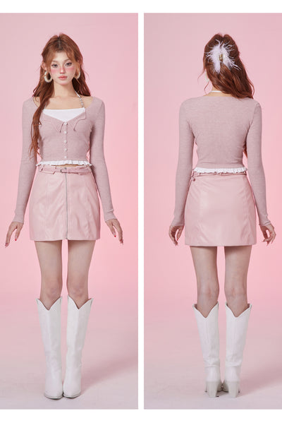Blusa de Encaje Tejido con Efecto Dos Piezas - Image 12