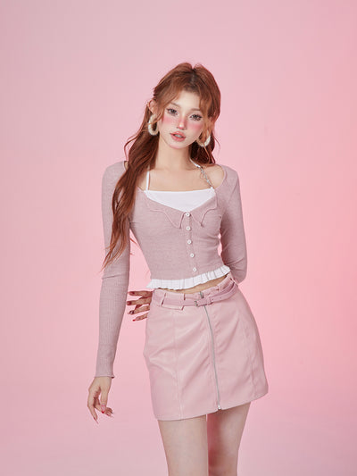 Blusa de Encaje Tejido con Efecto Dos Piezas - Image 13