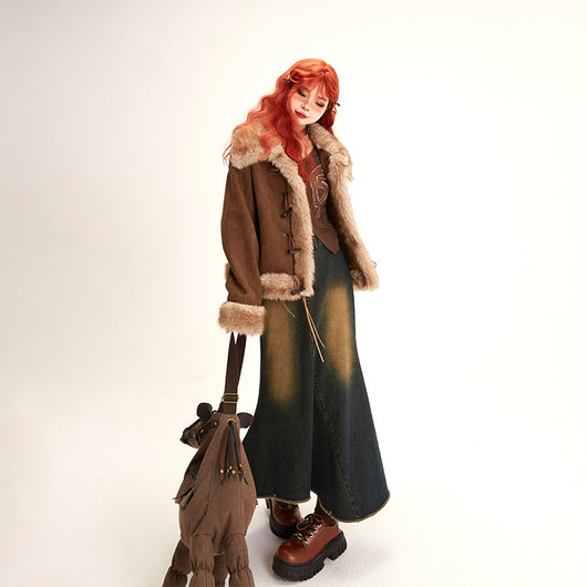 Abrigo de Ante Suave para Mujer - Corte Holgado con Solapas, Otoño e Invierno - Image 7