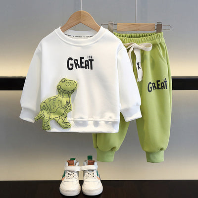 Conjunto de Suéter Infantil con Dinosaurio 3D de Dos Piezas - Image 8