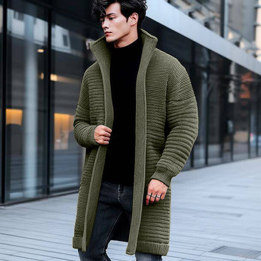 Suéter Abrigo Liso de Largo Medio para Hombre - Image 14