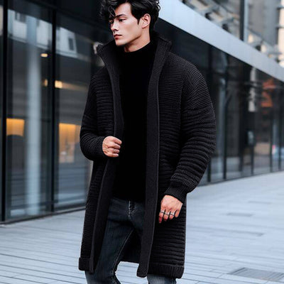 Suéter Abrigo Liso de Largo Medio para Hombre - Image 15