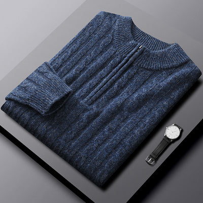 Suéter de Cachemira para Hombre con Cuello Cremallera - Abrigo Grueso y Cálido