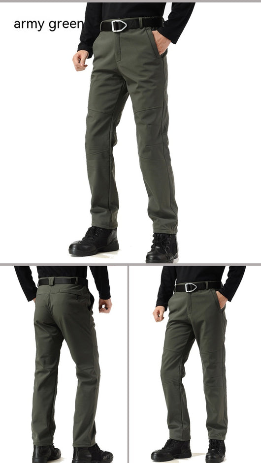 Pantalones Tácticos Soft Shell Hombre Talla Grande Forrados en Fleece para Senderismo - Image 15