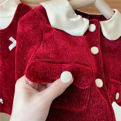Falda Abrigo de Tirantes con Forro Polar para Niña - Diseño Rojo Elegante Año Nuevo - Image 9