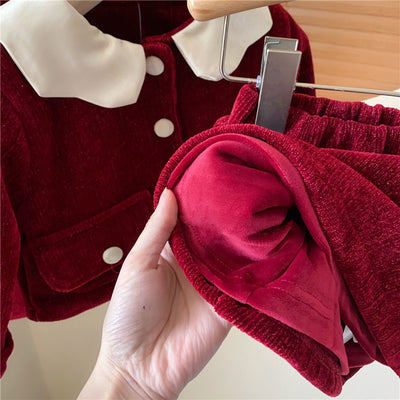 Falda Abrigo de Tirantes con Forro Polar para Niña - Diseño Rojo Elegante Año Nuevo - Image 10