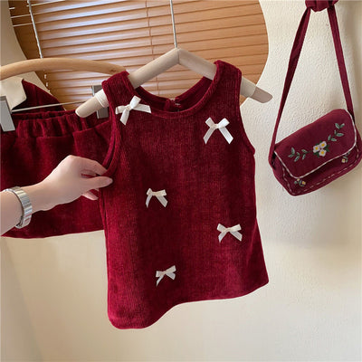 Falda Abrigo de Tirantes con Forro Polar para Niña - Diseño Rojo Elegante Año Nuevo - Image 12