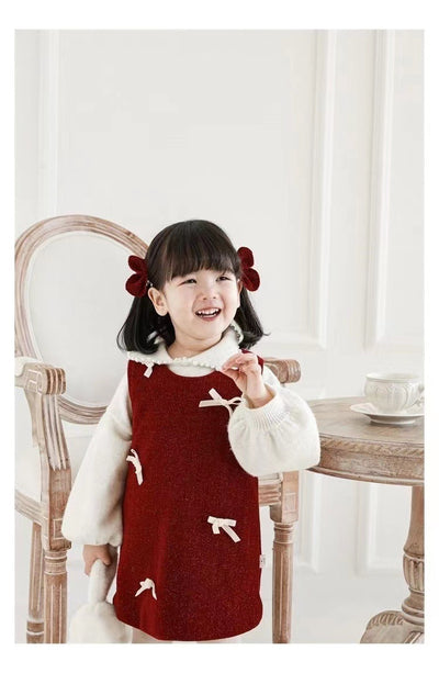Falda Abrigo de Tirantes con Forro Polar para Niña - Diseño Rojo Elegante Año Nuevo - Image 18