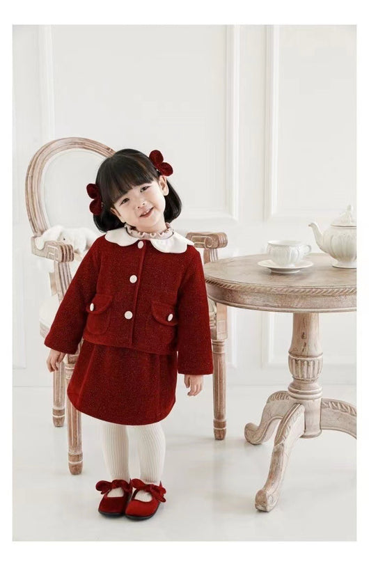 Falda Abrigo de Tirantes con Forro Polar para Niña - Diseño Rojo Elegante Año Nuevo - Image 20