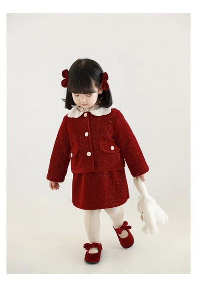 Falda Abrigo de Tirantes con Forro Polar para Niña - Diseño Rojo Elegante Año Nuevo - Image 21