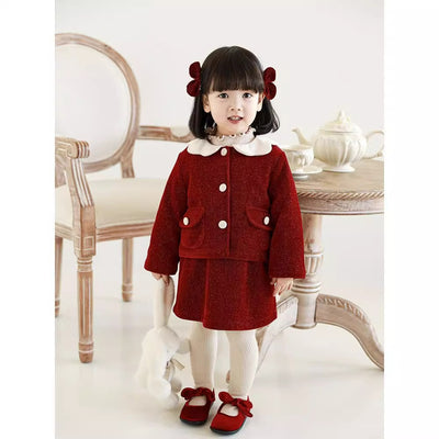 Falda Abrigo de Tirantes con Forro Polar para Niña - Diseño Rojo Elegante Año Nuevo - Image 22