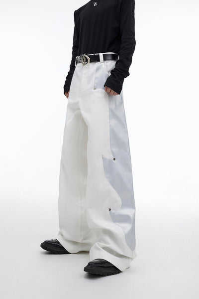 Pantalones de Patchwork en Cuero con Remaches Flame - Image 10