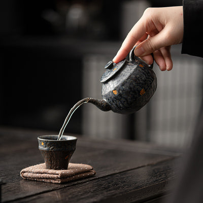 Tetera Retro de Cerámica Vidriada en Bronce para Preparar Té y Agua Caliente - Image 9