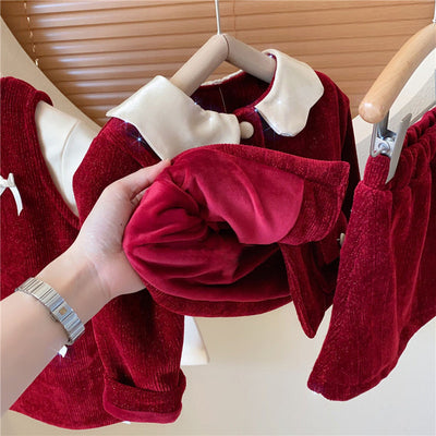 Falda Abrigo de Tirantes con Forro Polar para Niña - Diseño Rojo Elegante Año Nuevo - Image 27