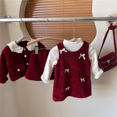 Falda Abrigo de Tirantes con Forro Polar para Niña - Diseño Rojo Elegante Año Nuevo - Image 30