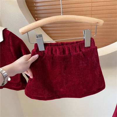 Falda Abrigo de Tirantes con Forro Polar para Niña - Diseño Rojo Elegante Año Nuevo - Image 32