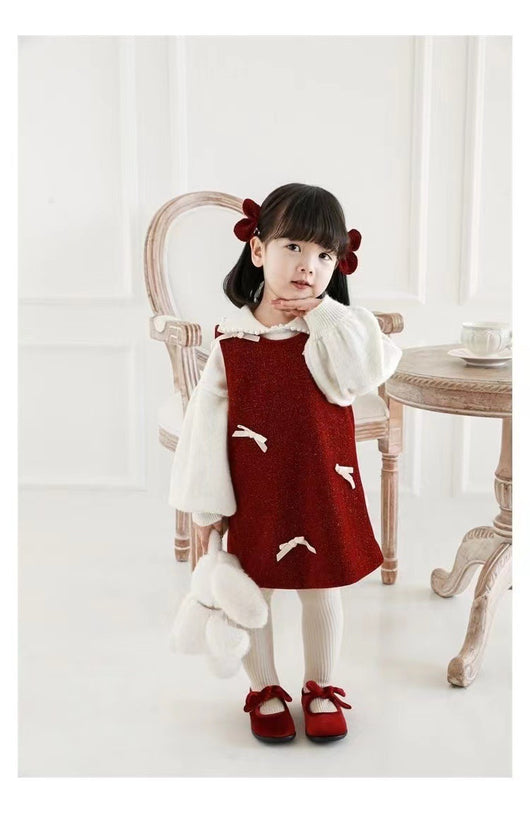 Falda Abrigo de Tirantes con Forro Polar para Niña - Diseño Rojo Elegante Año Nuevo - Image 36