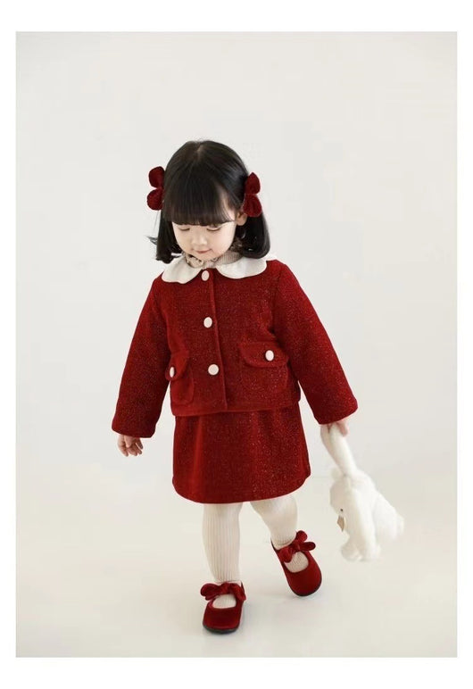 Falda Abrigo de Tirantes con Forro Polar para Niña - Diseño Rojo Elegante Año Nuevo - Image 40