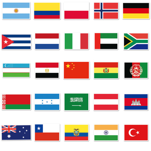 105 waterproof flag graffiti stickers, featuring various national flags like Turkey, Brazil, Canada, and USA. - Image 11