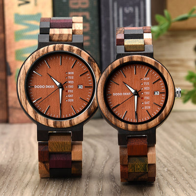 Reloj de Pareja Estilo Europeo Americano con Calendario de Madera - Image 15