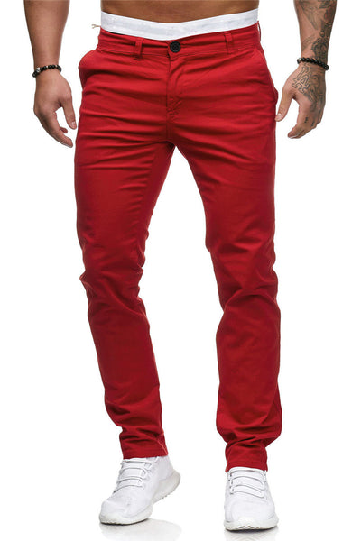 Pantalones Casuales Slim Fit en Colores Sólidos para Hombre