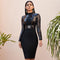 Vestido Ajustado de Lentejuelas y Manga Larga