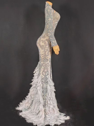 Jumpsuit Largo de Fiesta con Cuentas y Plumas para Mujer - Image 16