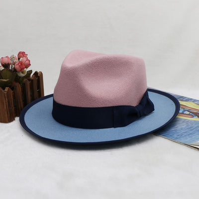 Sombrero Fedora Hombre Patchwork Bicolor - Gorra de Fieltro Elegante - Image 10