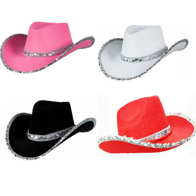 Sombrero Vaquero West Plateado con Borde Blanco - Image 7