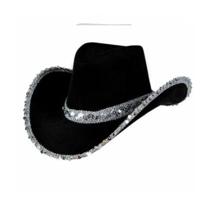 Sombrero Vaquero West Plateado con Borde Blanco - Image 9