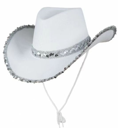 Sombrero Vaquero West Plateado con Borde Blanco - Image 13