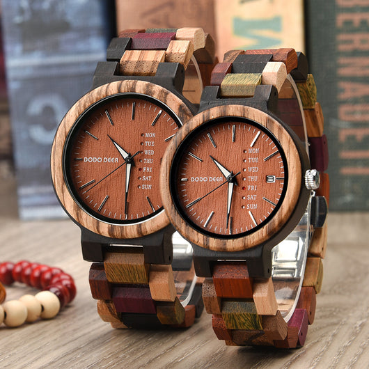 Reloj de Pareja Estilo Europeo Americano con Calendario de Madera - Image 20