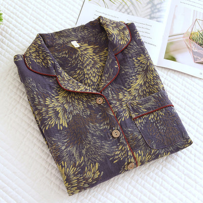 Pijama de Algodón Teñido Invierno para Parejas - Manga Larga Versátil - Image 34
