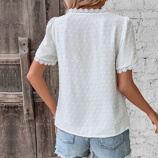 Blusa Escote V Encaje Mujer Color Liso - Image 17