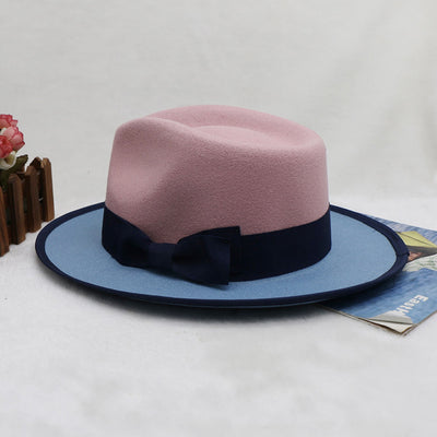 Sombrero Fedora Hombre Patchwork Bicolor - Gorra de Fieltro Elegante - Image 16