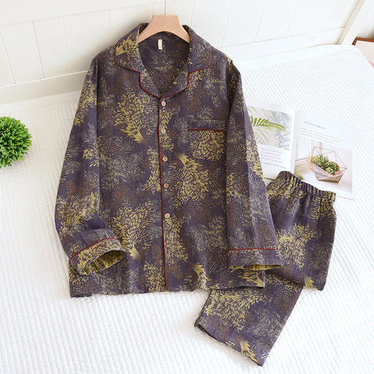 Pijama de Algodón Teñido Invierno para Parejas - Manga Larga Versátil - Image 48