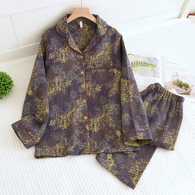 Pijama de Algodón Teñido Invierno para Parejas - Manga Larga Versátil - Image 49