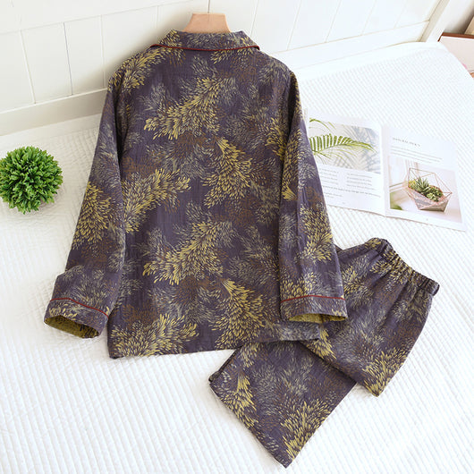 Pijama de Algodón Teñido Invierno para Parejas - Manga Larga Versátil - Image 53