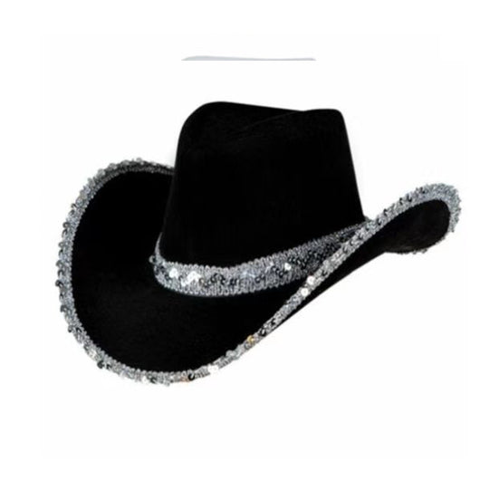 Sombrero Vaquero West Plateado con Borde Blanco - Image 21