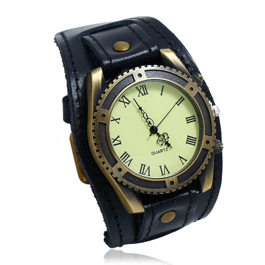 Reloj Pulsera Vintage Punk en Cuero Genuino Ajustable para Hombre - Image 3
