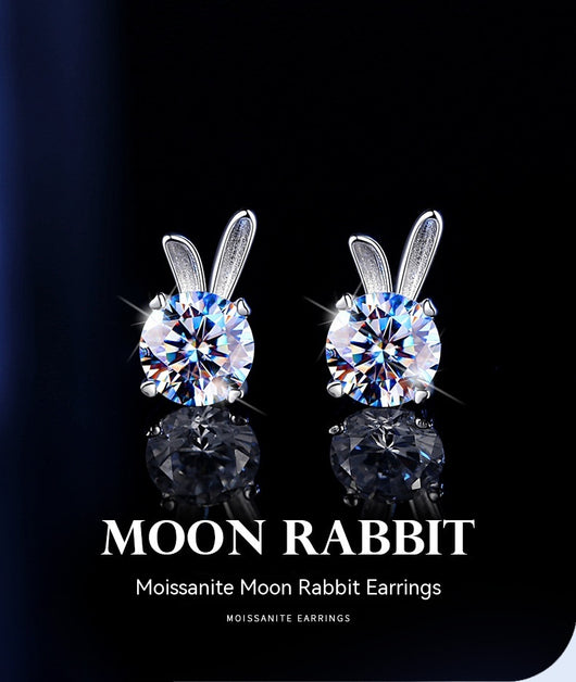 Aretes de Moissanita Conejo en Plata de Ley para Mujer - Image 8