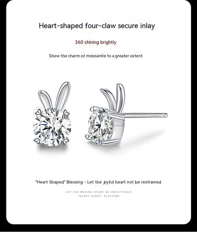 Aretes de Moissanita Conejo en Plata de Ley para Mujer - Image 15