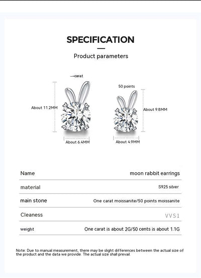 Aretes de Moissanita Conejo en Plata de Ley para Mujer - Image 17