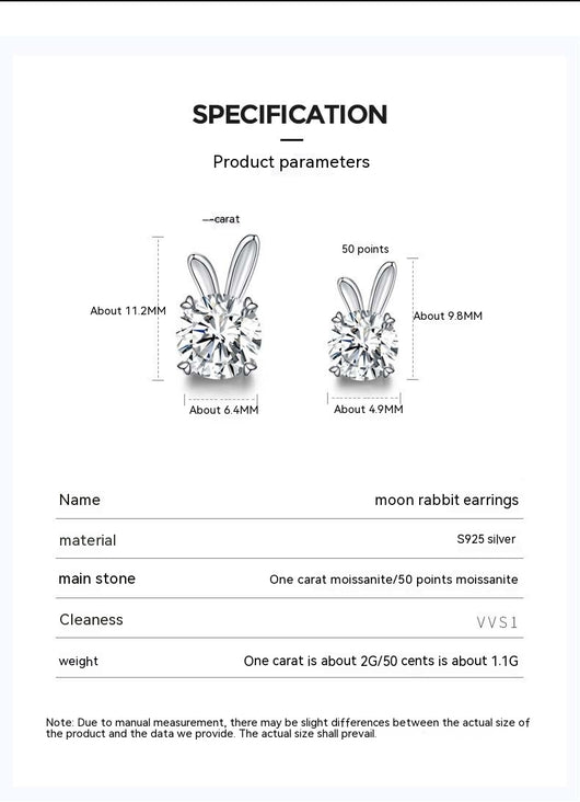 Aretes de Moissanita Conejo en Plata de Ley para Mujer - Image 17