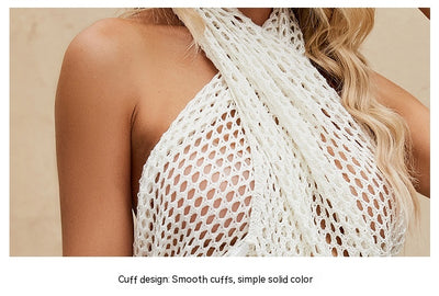 Blusa Tejida con Abertura y Flecos - Protección Solar Irregular - Image 10