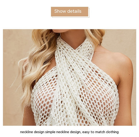 Blusa Tejida con Abertura y Flecos - Protección Solar Irregular - Image 22