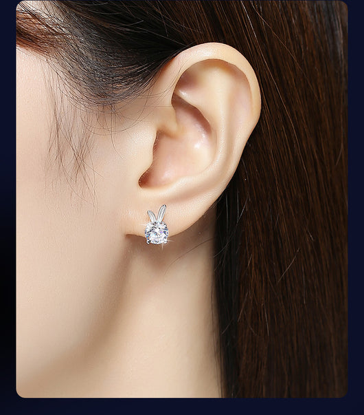 Aretes de Moissanita Conejo en Plata de Ley para Mujer - Image 19
