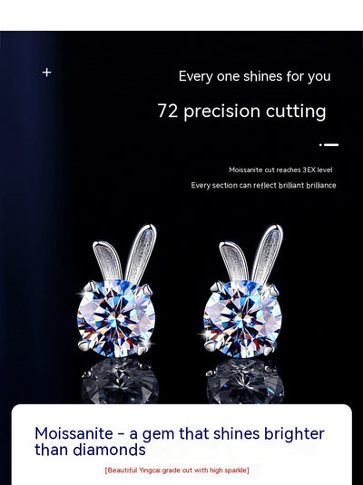 Aretes de Moissanita Conejo en Plata de Ley para Mujer - Image 22