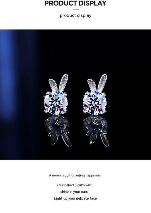 Aretes de Moissanita Conejo en Plata de Ley para Mujer - Image 23